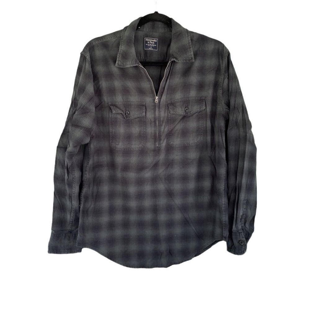 Abercrombie and fitch plaid quarter zip shirt
